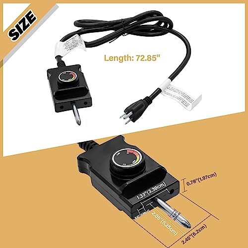 Adjustable Thermostat Controller Probe Cord for Masterbuilt Analog Electric Smokers, Thermostat Control with Power Cord Replacement Parts for Most Electric Smoker and Grills Heating Element - Grill Parts America