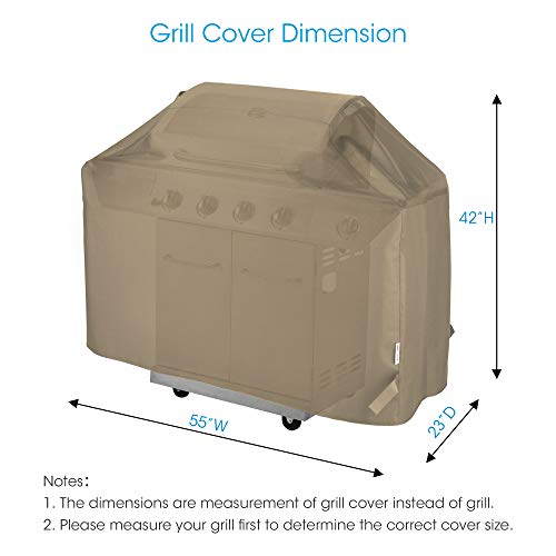 Unicook Grill Cover 55 Inch, Heavy Duty Waterproof BBQ Cover with Sealed Seam, Rip and Fade Resistant BBQ Grill Cover, Compatible with Weber Charbroil Grills, 55" W x 23" D x 42" H, Neutral Taupe - Grill Parts America