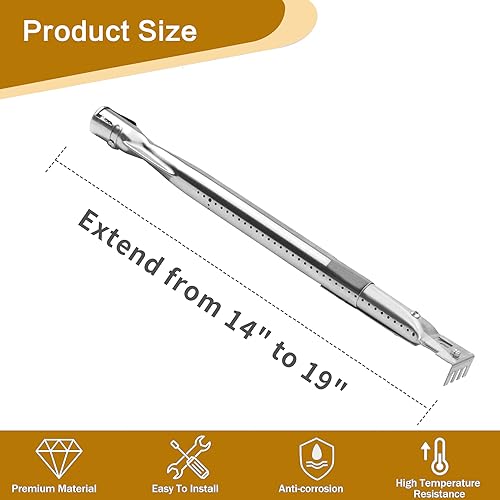 Derurizy Adjustable Universal Grill Burner Tube Kit Extends from 14" to 19" BBQ Replacement Gas Grill Parts for Nexgrill, Brinkmann, Dyna-Glo and Others, 5 Pack - Grill Parts America