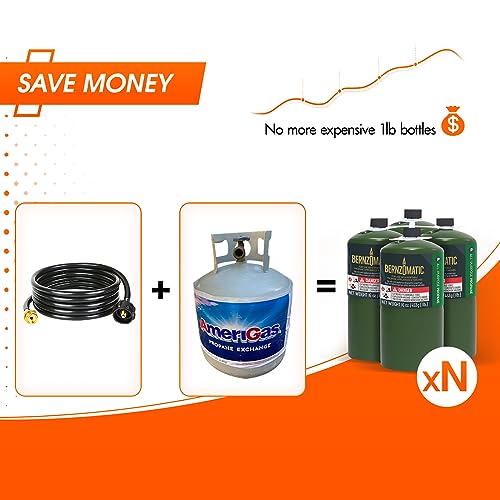GASPOWOR 12FT Propane Hose Adapter 1lb to 20lb, High Pressure Propane Adapter Hose,Propane Tank Adapter,Propane Converter Hose for Propane Grill, Camping Stove, Buddy Heate, Portable Heaters, Griddle - Grill Parts America