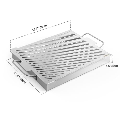 Onlyfire Stainless Steel Wood Chip Smoker Box, Rectangle BBQ Smoker Box With Removable Water Reservior for Charcoal or Gas Grills, 13.7 x 11.8 Inch - Grill Parts America