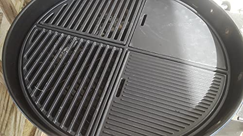 21.5” Cast Iron Grill Grate for Weber Original Kettle Premium 22" Charcoal Grill and Smokers, Replacement for Weber 22" Performer Premium Grill, Two types of cooking surfaces, Modular Fits 22" Grills - Grill Parts America