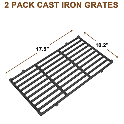 Outspark 7637 Cooking Grate Replacement Parts for Weber Spirit E-210 E-215 E-220 S-210 S-215 Series Gas Grill.17.5 Cast Iron Grill Grid Grate for Spirit II E-210 II E-220 44010001 64815 67022,2 Pack - Grill Parts America