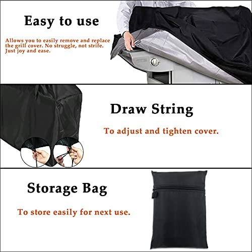 Grill Cover, BBQ Cover 58 inch,Waterproof BBQ Grill Cover,UV Resistant Gas Grill Cover,Durable and Convenient,Rip Resistant,Black Barbecue Grill Covers,Fits Grills of Weber,Brinkmann etc - Grill Parts America