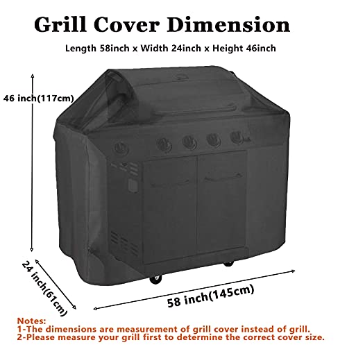 Grill Cover, BBQ Cover 58 inch,Waterproof BBQ Grill Cover,UV Resistant Gas Grill Cover,Durable and Convenient,Rip Resistant,Black Barbecue Grill Covers,Fits Grills of Weber,Brinkmann etc - Grill Parts America
