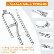 Hisencn Grill Replacement Parts for Dyna-Glo DGH450CRP, DGH450CRN, DGH353CRP, DGH371CRF Grill, for Dyna glo 4 Burner Grill Porcelain Steel Grill Heat Tent Plate and Stainless Steel Burner Tube Kit - Grill Parts America