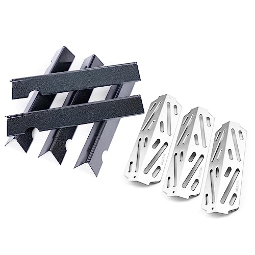 QuliMetal 66795 Flavorizer Bars & 66040 Heat Deflector Replacement for Weber Genesis II/LX 300 Series, Genesis II E-310 E-315 S-335 Grills, 17 Inch Flavor Bars/Deflectors for Weber 66032 66685(5+3) - Grill Parts America