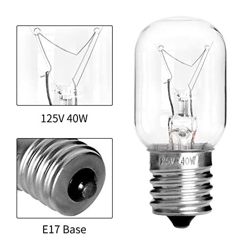 Microwave Light Bulb for GE Kenmore Whirlpool LG Microwave, E17 Base Kei 125V 40W, WB25x10030 Microwave Light Bulbs Under Hood Replace for 8206232A, 2Pcs - Grill Parts America