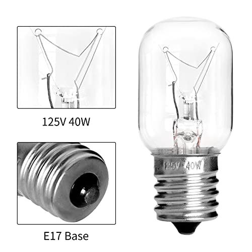 Microwave Light Bulb for GE Kenmore Whirlpool LG Microwave, E17 Base Kei 125V 40W, WB25x10030 Microwave Light Bulbs Under Hood Replace for 8206232A, 2Pcs - Grill Parts America