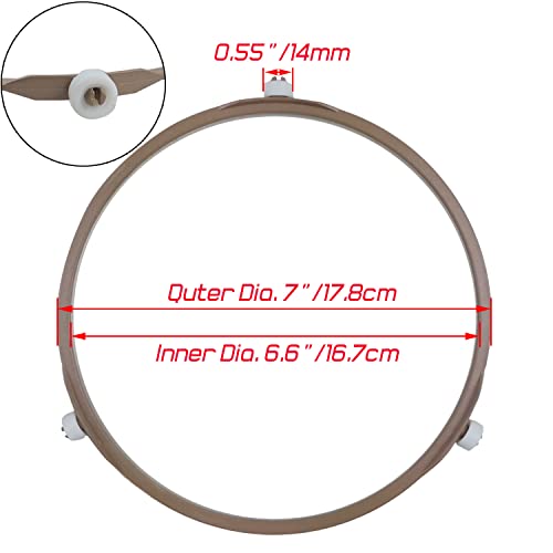 LoveDeal Microwave Turntable Ring 7 Inch, Small Microwave Oven Turntable Plate Roller Support Wheel Ring, Replacement Inner Ring, Rotating Tray Support Holder, Roller Height 0.55"/14MM (2PCS, Brown) - Grill Parts America