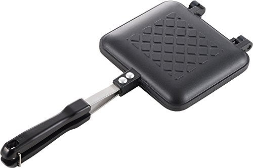 Yoshikawa SJ2408 Hot Sandwich Maker, For Gas Stoves, Crispy Grilled, Single, Fluorine Treated, Total Width 5.9 x Total Length 13.8 x Height 1.3 inches (15 x 35 x 3.2 cm), Black, Outdoor, Camping - Grill Parts America