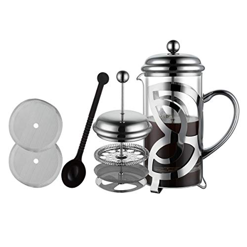 Miuly French Press Coffee Maker,304 Grade Stainless Steel & Heat Resistant Borosilicate Glass, (1 Liter,34OZ - Kitchen Parts America