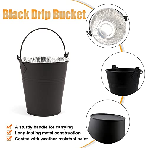 Hisencn Drip Grease Bucket and 15-Pack Foil Liners Replaces for Traeger, Pit Boss, Oklahoma Joe's Pellet Grill Smokers, Black - Grill Parts America