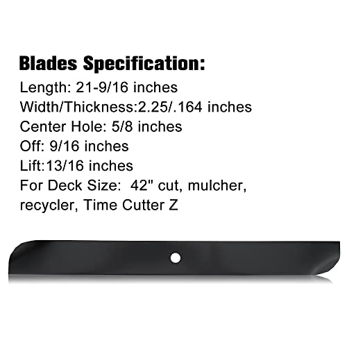 Grasscool Timecutter 42 inch Mower Blades for Toro Z4200 Z4235 SS4235 SS4260 SS4200 Timecutter Z s 42''Deck Lawn Mower Replace 110-6568-03 - Grill Parts America