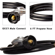 DOZYANT 6 Feet Propane Regulator and Hose with Elbow Adapter for Blackstone 17 inch and 22 inch Table Top Griddle, Replacement Parts Connect to Large 20 Propane Tank - Grill Parts America
