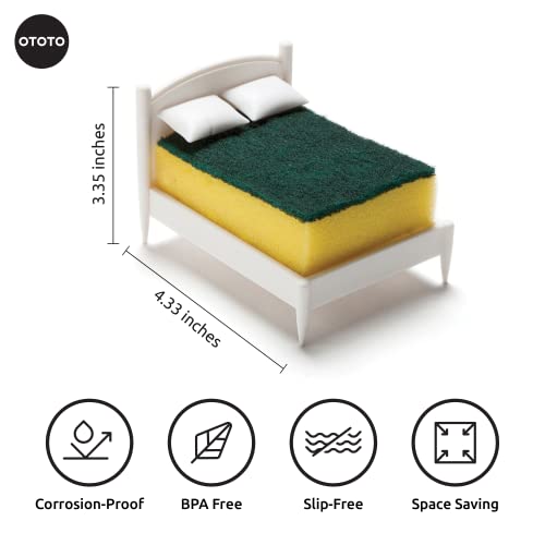 OTOTO Clean Dreams Kitchen Sponge Holder - Plastic Dish , Fits Any Standard Size Scrubby - Decor, and Unique Gift Idea - - Grill Parts America