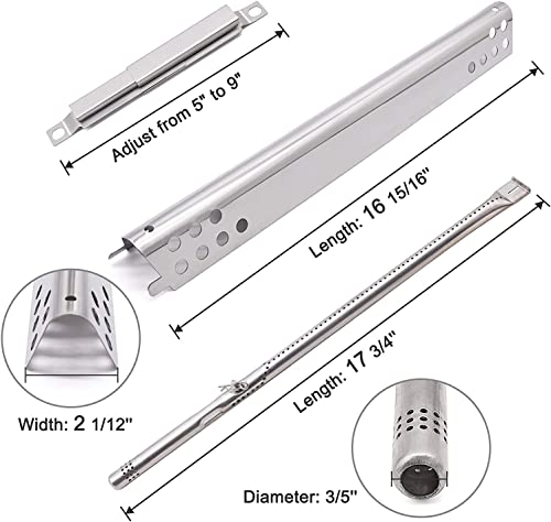 Adviace Grill Replacement Parts for Charbroil 463347017, 463335517, 463377319, 463342119, 463376017, Cast Iron Grill Grates, Heat Plates, Burners, Crossover Tube, Igniters for Char-Broil G470-0002-W1. - Grill Parts America