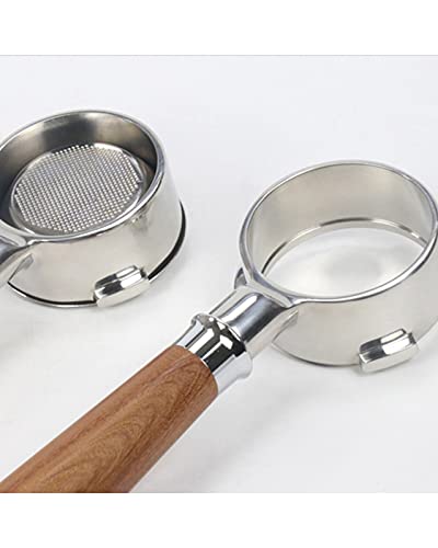 Espresso Machine Bottomless Portafilter58MM 3 Ears Portafilter Bottomless Filter Fit for Barsetto Coffee Machine Stainless Steel Holder Wooden Handle Accessory (Color : A) - Kitchen Parts America