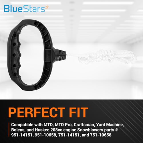 BlueStars 699334 Starter Handle and Rope - Replaces Ariens 01157100 BS 398101 695740 699334 Tecumseh 5905574 590574 John Deere PT10615 - for BS 15Z100 12A100 12C300 15Z300 20A113 20A412 Snow Thrower - Grill Parts America