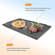 Hisencn Cast Iron Griddle, Nonstick Reversible Griddle for Gas Grill, Cast Iron Griddle Plate for Gas Stove Top, Oven, Outdoor Grill or Campfire (16.45'' x 9.45'') - Grill Parts America