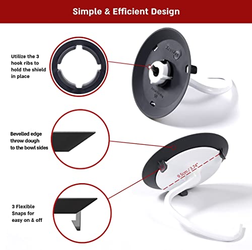 KneadAce Dough Hook Shield For Kitchen Aid - Prevents Your Dough from Climbing Up and Clogging Up Your Mixer – Mess Free Mixer Accessory Compatible With KitchenAid C Shape Dough Hooks (Dark Grey) - Kitchen Parts America