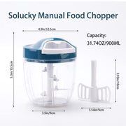 Vegetable Processor, Manual Food Chopper, 900ml/30oz Portable Hand-Powered Food Chopper, Compact Handheld Onion Chopper, Kitchen Tools Food Masher, Garlic Squeezer Slicer, Pepper Cut - Kitchen Parts America