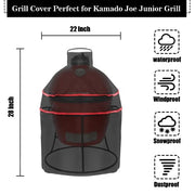 Grill Cover, 22 Inch BBQ Cover Fit Kamado Joe Junior Grill, Waterproof Outdoor Grill Covers for Minimax & Small Big Green Egg Accessories - Grill Parts America