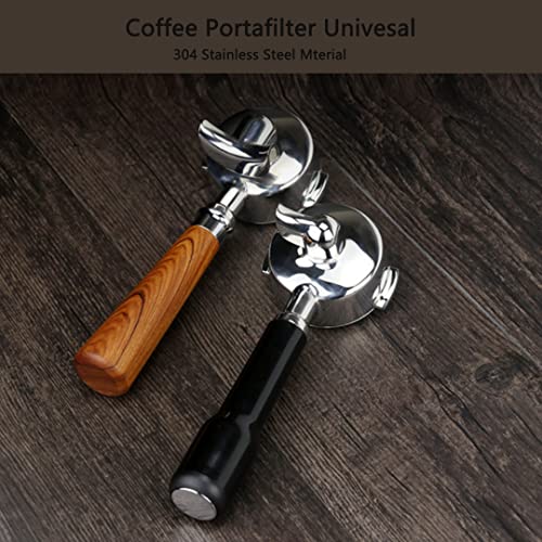 58mm Double Spout Portafilter for E61 Coffee Machine, Coffee Handle Filter Holder Plastic Double Nozzle Coffee Maker Parts Portafilter Handle Stainless Steel Reusable (A Black Rosewood) - Kitchen Parts America