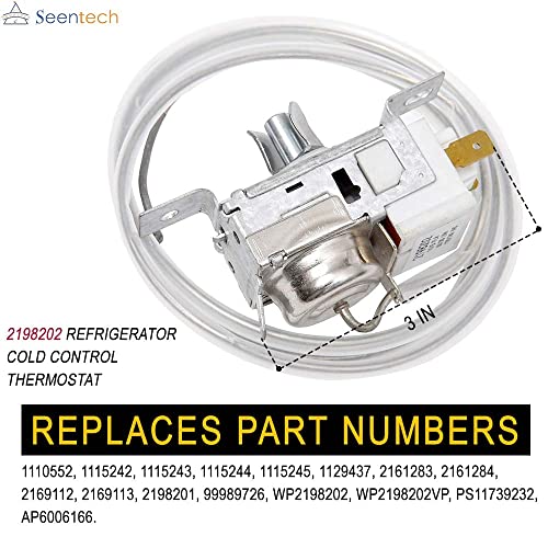 Lifetime 2198202 Refrigerator Cold Control Thermostat by Seentech Easy to Install - Exact Fit for Whirlpool,Kenmore Refrigerator - Replaces Part Numbers: WP2198202 2161284 2198201 PS11739232 AP6006166 - Grill Parts America