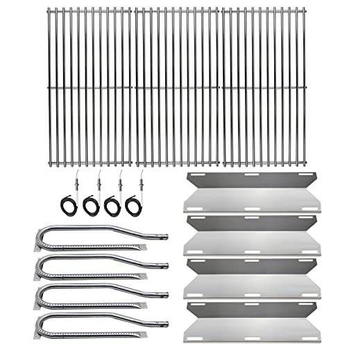 Hisencn Repair kit Replacement for Jenn Air 720-0337, 7200337, 720 0337 Gas Grill Model, 4pack Stainless Steel Burners Pipe Tube, Heat Plates Sheild Tent, Set of 3 Grill Cooking Grid Grates - Grill Parts America