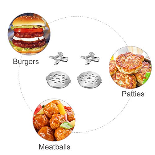 Antree Stainless Steel Meat Grinder Plate Discs/Grinding Blades for for KitchenAid Stand Mixer Food Grinder Attachment(FGA), 2 sharp blades and 2 cutting plates ( coarse and fine ) - Kitchen Parts America