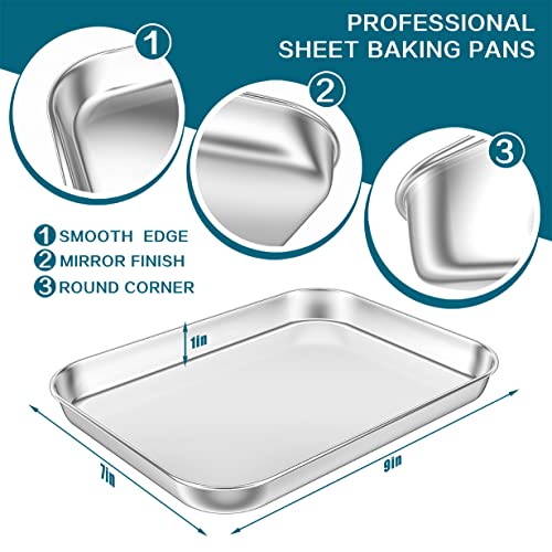 WKTFOBM Stainless Steel Toaster Oven Tray,Professional Small Cookie Sheet Baking Pan 9 x 7 x 1 inch,Durable, Oven-Safe, Heavy Duty, Easy Clean - Kitchen Parts America
