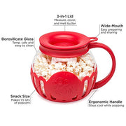 Ecolution Patented Micro-Pop Microwave Popcorn Popper with Temperature Safe Glass, 3-in-1 Lid Measures Kernels and Melts Butter, Made Without BPA, Dishwasher Safe, 1.5-Quart, Red - Grill Parts America
