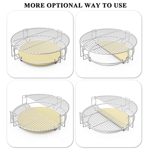 only fire BBQ Cooking Grate System Flexible Grilling Rack with Heat Deflector for Char-Griller AKORN Kamado Charcoal Grill & Smoker - Grill Parts America