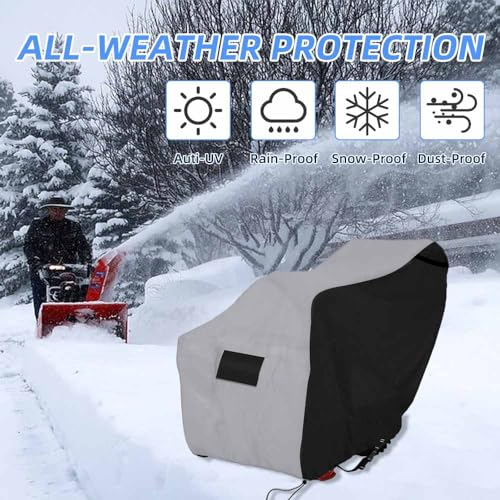 Zenicham Snow Blower Cover, 600D Heavy Duty Waterproof Snow Thrower Cover with Air Vent, Universal Fit Most Two-Stage Snowblower (50" L x 33" W x 40" H) Black & Gray - Grill Parts America
