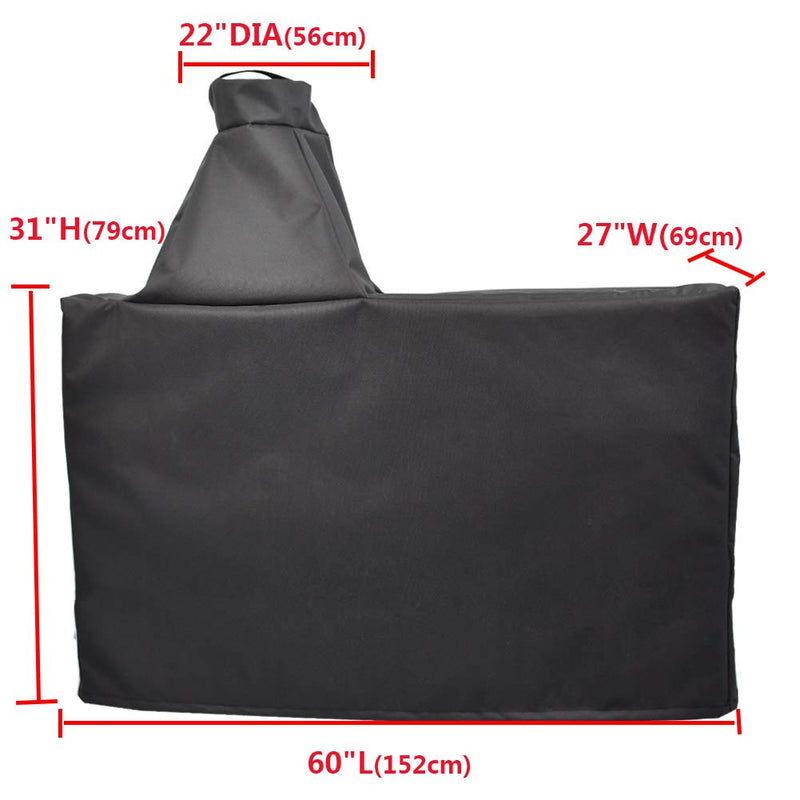 Mini LustrousGrill Cover Compatible with Large Big Green Egg, Large Ceramic Egg Type Kamado Table Cover, Waterproof Weather Resistant Cover, 60" L-27 W-31 H, Large(Black) - Grill Parts America