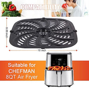 Upgraded Air Fryer Replacement Grill Pan for Chefman 8 QT, Nonstick Air Fryer Plates with Rubber Bumpers, Air Fryer Accessories Replacement Tray, Dishwasher Safe - Grill Parts America