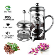 Miuly French Press Coffee Maker,304 Grade Stainless Steel & Heat Resistant Borosilicate Glass, (1 Liter,34OZ - Kitchen Parts America