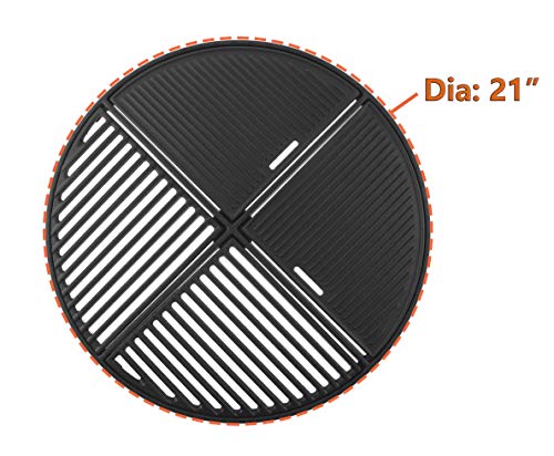 21.5” Cast Iron Grill Grate for Weber Original Kettle Premium 22" Charcoal Grill and Smokers, Replacement for Weber 22" Performer Premium Grill, Two types of cooking surfaces, Modular Fits 22" Grills - Grill Parts America