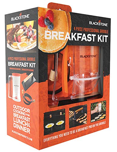 Blackstone 1543 Griddle Breakfast Kit 4 Piece Set Include Batter Dispenser, Bacon Press, Two Egg/Pancake Rings with Handle-Best Indoor-Outdoor Cooking Accessory, Multiple - Grill Parts America
