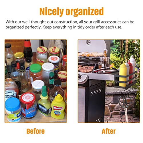 RUSFOL Upgraded Stainless Steel Griddle Caddy for Char-Broil Gas Griddles, with an Allen Key, Space Saving BBQ Accessories Storage Box, Free from Drill Hole&Easy to Install - Grill Parts America