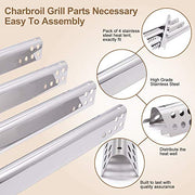 Grill Replacement Parts for Charbroil 463344015, 463343015, 463433016, 463240015, 463432215 Gas Grill, Stainless Steel Heat Plate Shields, Crossover Tubes Grill Burner for Charbroil 4 Burner Grill - Grill Parts America
