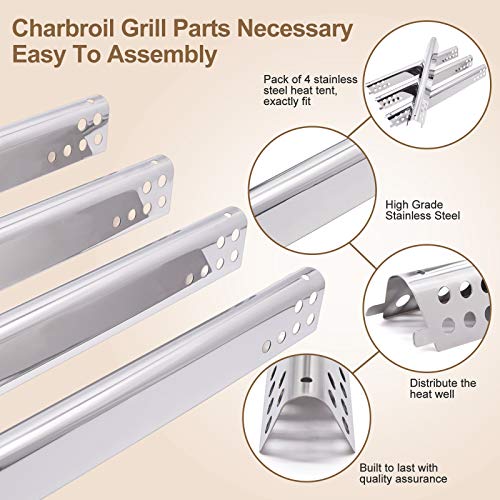 Grill Replacement Parts for Charbroil 463344015, 463343015, 463433016, 463240015, 463432215 Gas Grill, Stainless Steel Heat Plate Shields, Crossover Tubes Grill Burner for Charbroil 4 Burner Grill - Grill Parts America