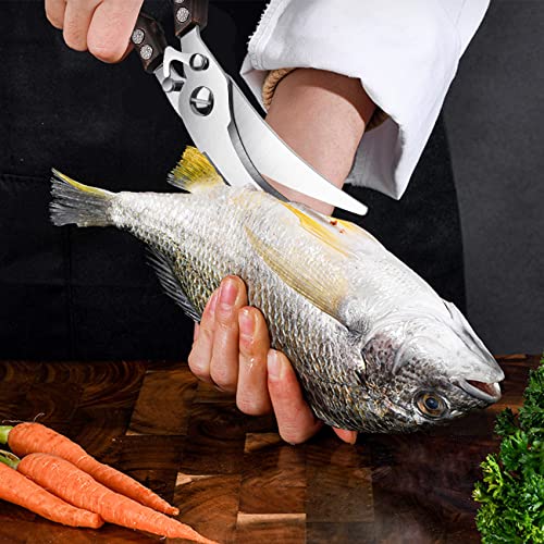 Poultry Shears, Heavy Duty Kitchen Shears with Serrated Edge, No Rust Spring Loaded, Multipurpose Stainless Steel Kitchen Scissors for Chicken, Bone, Meat, Turkey, Fish Thanksgiving Christmas Day - Kitchen Parts America