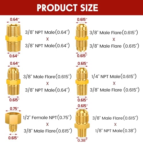 PatioGem 20 Feet High Pressure Braided Propane Hose Extension with Conversion Coupling 3/8" Flare to 1/2" Female NPT, 1/4" Male NPT, 3/8" Male NPT, 3/8" Male Flare for Heater, Grill, Fire Pit, Stove - Grill Parts America