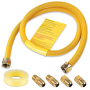 Grehitk Flexible Gas Line Connector for Dryer(1/2 48inch), Gas Hose Connector Kit for Stove, Water Heater, Gas Log, Pipe Diameter 5/8 in.OD(1/2 in. ID) Connector Size 1/2" FIP.1/2"MIP, Stainless Steel - Grill Parts America