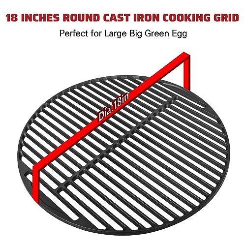 KAMaster Round Cast Iron Cooking Grates Grids for Large Big Green Egg Round Grill Grate(18"-Fit Large BGE&EGGspander convEGGtor Basket) - Grill Parts America