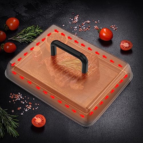 SafBbcue 2 Sets Flat top grill accessories 14" Rectangle Cheese Melting Basting Cover for Blackstone,Pitboss,Camp Chef Steamer Dome Pizza Oven/Wok Cover,Metal Plate Cover for Grill Cooking Accessories - Grill Parts America