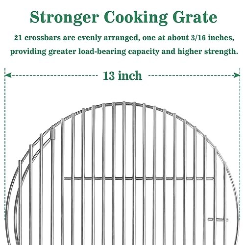 Stainless Steel Cooking Grate for Small and MiniMax Big Green Egg Accessories 13 Inches Cooking Grid Grate Replacement for Most 13-In Barbecue Ceramic Grill and Smoker,Work Grate on Kamado Joe Jr - Grill Parts America