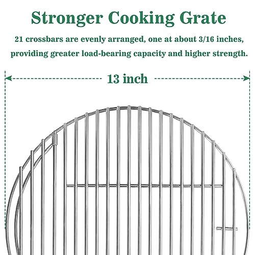 Stainless Steel Cooking Grate for Small and MiniMax Big Green Egg Accessories 13 Inches Cooking Grid Grate Replacement for Most 13-In Barbecue Ceramic Grill and Smoker,Work Grate on Kamado Joe Jr